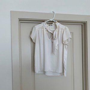 Cream Dress shirt with bow